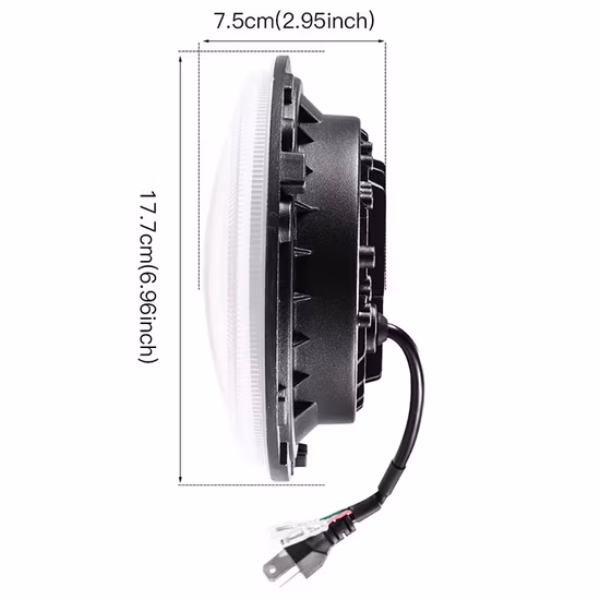 Faro LED rotondo da 7 pollici 40 W Hi/Lo Beam per moto Harley Jeep